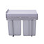 Grey 40L Cabinet Integrated Pull Out Kitchen Waste Bin Under Counter Storage