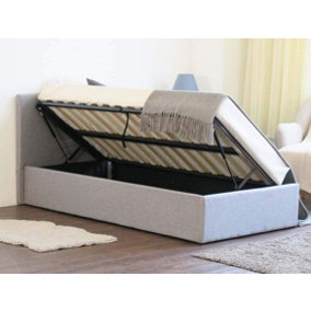 Grey 4ft Small Double Side Lifting Ottoman Storage Bed