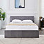 Grey 4FT Velvet Ottoman Storage Upholstered Fabric Gas Lift Small Double Bed