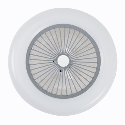 Grey 5 Blades Acrylic LED Dimmable Ceiling Fan Light Adjustable Speed with Remote Control 55 cm