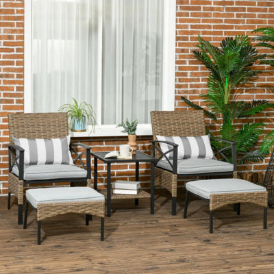 Grey 5-Piece Rattan Garden Furniture Set