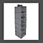 Grey 6 Tier Hanging Wardrobe Storage Shelves Fabric Storage Box Unit 120 x 30cm