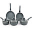 Grey 8 Piece Ribbed Cookware Set Non Stick Induction Pans Saucepans Cooking Pots