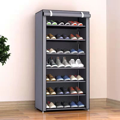 Grey 8-Tier Dustproof Shoe Cabinet