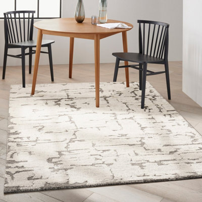 Grey Abstract Handmade Luxurious Modern Wool Rug Easy to Clean Rug for Living Room and Bedroom-236cm X 297cm