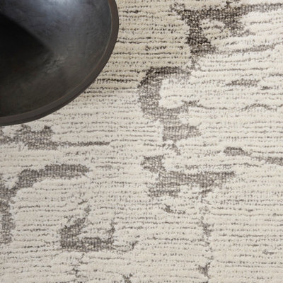 Grey Abstract Handmade Luxurious Modern Wool Rug Easy to Clean Rug for Living Room and Bedroom-259cm X 351cm