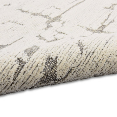 Grey Abstract Handmade Luxurious Modern Wool Rug Easy to Clean Rug for Living Room and Bedroom-259cm X 351cm