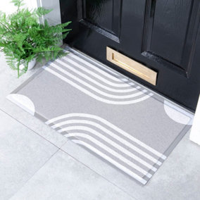 Grey Abstract Lines Indoor & Outdoor Doormat - 70x40cm