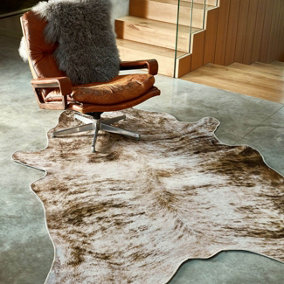 Grey Abstract Luxurious Modern Cowhide Anti-Slip Easy to Clean Abstract Dining Room Bedroom And Living Room-190cm X 240cm