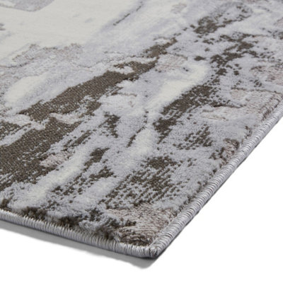 Grey Abstract Modern Easy To Clean Abstract Rug For Dining Room-120cm X ...