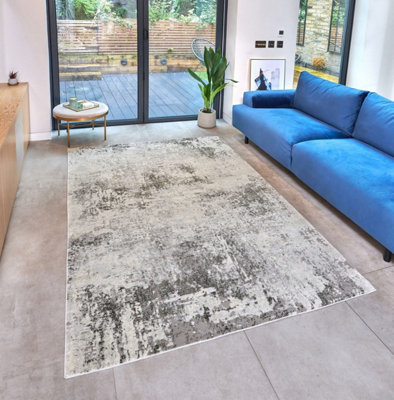 Grey Abstract Modern Easy to Clean Abstract Rug For Dining Room Bedroom And LivingRoom-120cm X 170cm - 3
