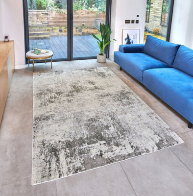 Grey Abstract Modern Easy to Clean Abstract Rug For Dining Room Bedroom And LivingRoom-120cm X 170cm