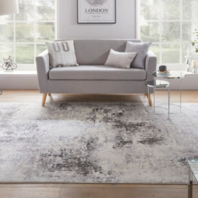 Grey Abstract Modern Easy to Clean Abstract Rug For Dining Room Bedroom And LivingRoom-275cm X 380cm