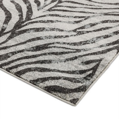 Grey Abstract Modern Easy to Clean Animal Rug For Dining Room -120cm X ...