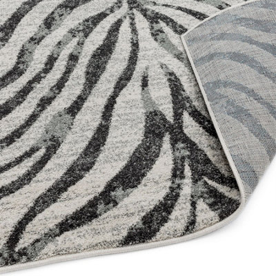 Grey Abstract Modern Easy to Clean Animal Rug For Dining Room -120cm X ...