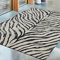 Grey Abstract Modern Easy to Clean Animal Rug For Dining Room -200cm X 290cm
