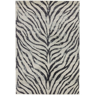 Grey Abstract Modern Easy to Clean Animal Rug For Dining Room -200cm X 290cm