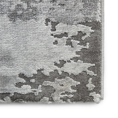 Grey Abstract Modern Easy to Clean Rug For DiningRoom Bedroom and Living Room -160cm X 220cm