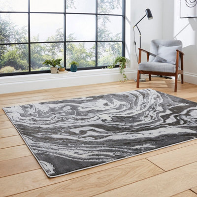 Grey Abstract Modern Easy to Clean Rug for Living Room Bedroom and Dining Room-160cm X 220cm