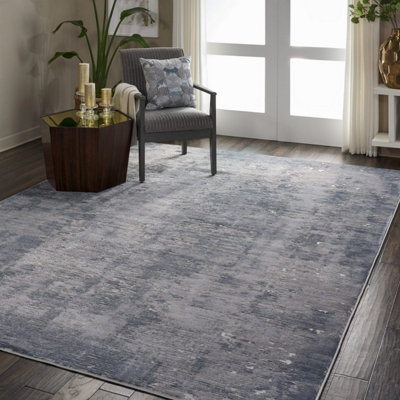 Grey Abstract Modern Luxurious Easy to Clean Rug for Living Room