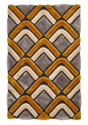 Grey Abstract Optical/ (3D)Handmade Modern Shaggy Acrylic Rug for Living Room, Bedroom - 120cm X 170cm