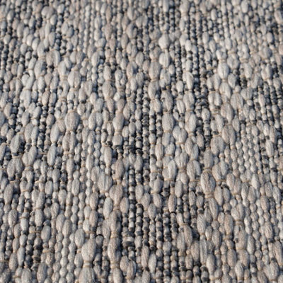Grey Abstract Woven Textured Flatweave Easy Clean Distressed Indoor Outdoor Area Rug 120x170cm