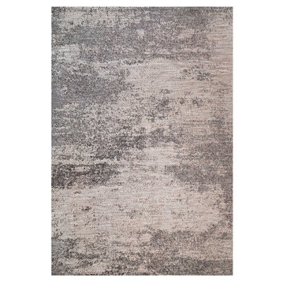 Grey Abstract Woven Textured Flatweave Easy Clean Distressed Indoor Outdoor Area Rug 120x170cm