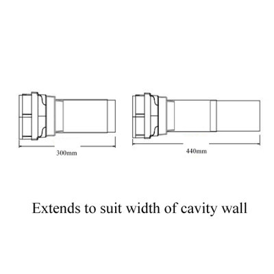 Manthorpe 9x6 Extendable Cavity Wall Sleeve – Gas Heating Vent & Air Brick – HS-948-VAR