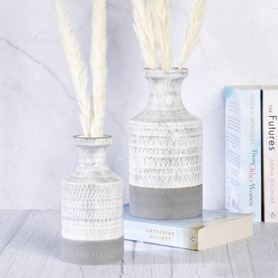 Grey and White Ceramic Vases - Set of 2 - M&W - 3