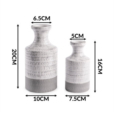 Grey and White Ceramic Vases - Set of 2 - M&W - 4