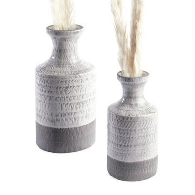 Grey and White Ceramic Vases - Set of 2 - M&W - 6