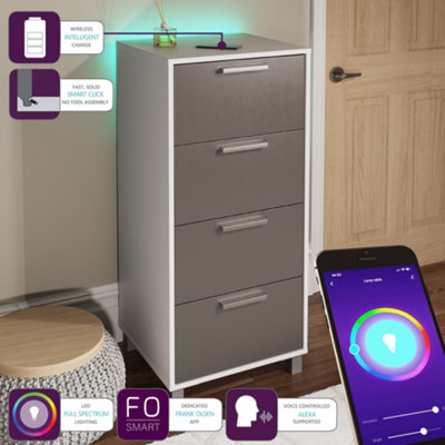 Grey and white SMART Tall chest of drawers with wireless phone charging ...