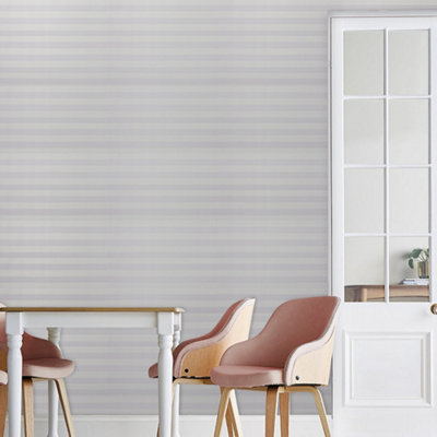 Grey and White Straight Striped  PVC Wallpaper Roll, Non pasted Wallpaper 5m²