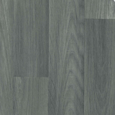 Grey Anti-Slip Wood Effect Vinyl Flooring For LivingRoom, Kitchen, 2.8mm Vinyl Sheet-1m(3'3") X 2m(6'6")-2m²