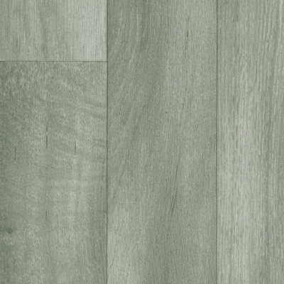 Grey Anti-Slip Wood Effect Vinyl Flooring For LivingRoom, Kitchen, 2mm Thick Textile Backing Vinyl Sheet -2m(6'6") X 2m(6'6")-4m²