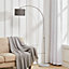 Grey Arched Height Adjustable Floor Lamp Marble Base with Shade 131 to 186CM
