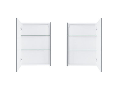 Grey Bathroom Mirror Cabinet Slimline Mirrored Unit Wall 500 Slim Cupboard Avir