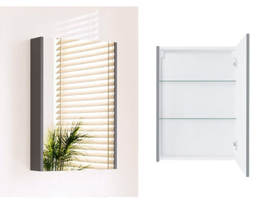 Buy Grey Bathroom Mirror Cabinet Slimline Wall Mirrored Unit 500mm Slim ...