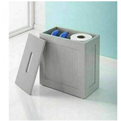 Grey Bathroom Storage Unit Toilet Cleaning Tidy Box