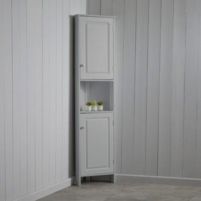 Grey Bathroom Tall Corner Storage Cabinet