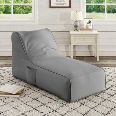 Grey Bean Bag Bed, Comfy Floor Lounger Adult Size 1300 mm