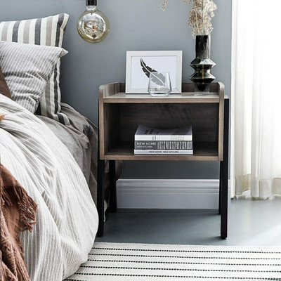Grey Bedside Table with Storage