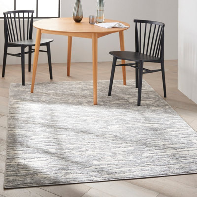 Grey Beige Abstract Modern Jute Backing Rug for Living Room Bedroom and Dining Room-244cm X 305cm