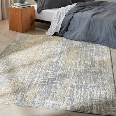 Grey Beige Abstract Modern Living Room Bedroom & Dining Room Rug-160cm ...
