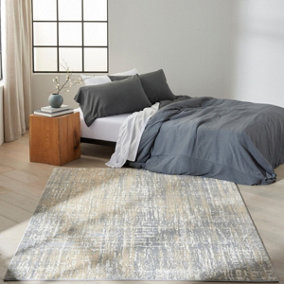 Grey Beige Abstract Modern Living Room Bedroom & Dining Room Rug-244cm X 305cm