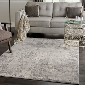 Grey Beige Luxurious Modern Easy to Clean Abstract Rug For Dining Room Bedroom And Living Room-120cm X 180cm