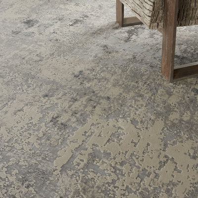 Grey Beige Luxurious Modern Easy to Clean Abstract Rug For Dining Room Bedroom And Living Room-239cm X 239cm - 3