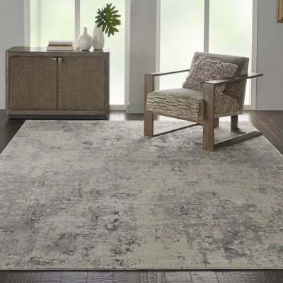 Grey Beige Luxurious Modern Easy to Clean Abstract Rug For Dining Room Bedroom And Living Room-240cm X 320cm