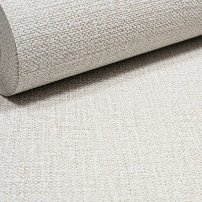 Grey Beige Mix Wallpaper Linen Effect Textured Free Match