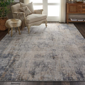 Grey Beige Modern Luxurious Easy to Clean Abstract Rug For Dining Room Bedroom And Living Room-66 X 230cm (Runner)